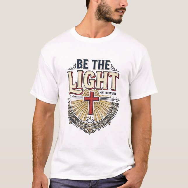 Seja a Luz Camisa Vintage Cristã Design_1 (Frente)