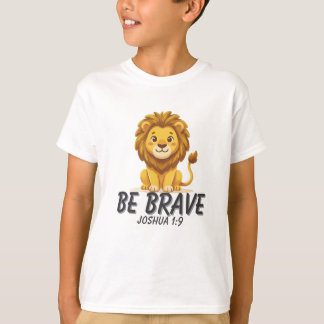 Seja Corajoso Camiseta Cristã Infantil Leão Joshua