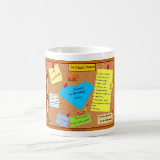 Seja design feliz da caneca do quadro de mensagens