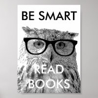 Seja esperto em ler livros poster com fotos engraç