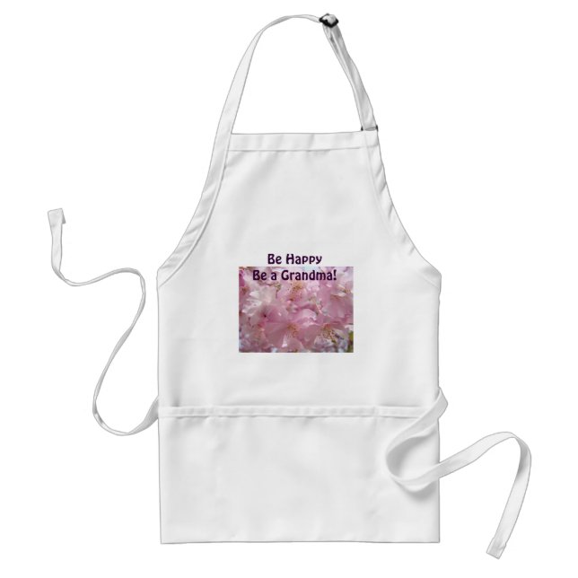 Seja Feliz Seja uma Avó! Aventais com Flores Rosa  (Frente)
