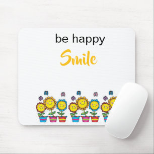 Seja Feliz Sorriso Girassóis Floral Mousepad