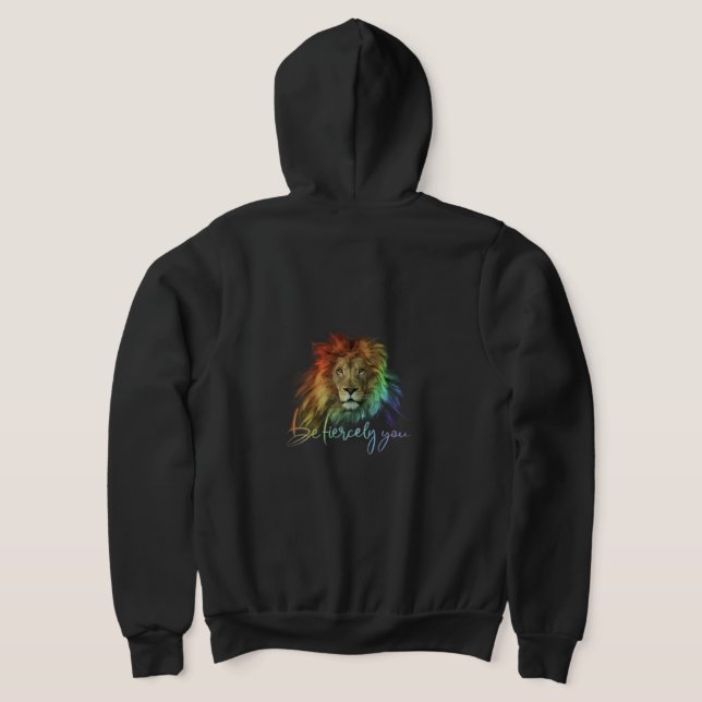 "Seja Fiercamente Você" Cheio-Zip Hoodie. Camiseta (Postura das costas)