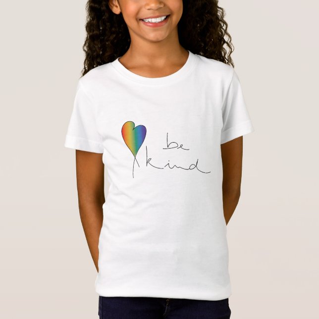 Seja gentil, bondade, amor, arco-íris, camiseta (Frente)