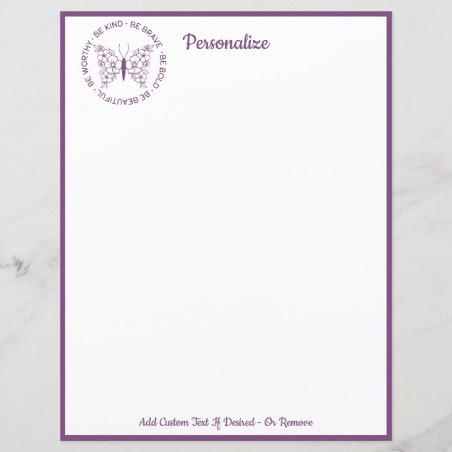 Seja gentil com citação corajosa - Papel de carta  (Frente)