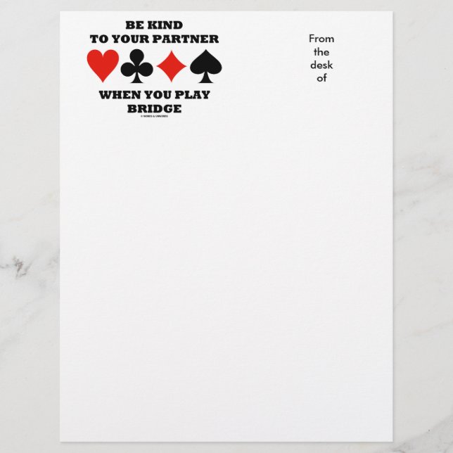 Seja Gentil Com o Seu Parceiro Quando Jogar Bridge (Frente)