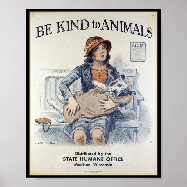 Seja gentil com os animais - Poster vintage (Frente)