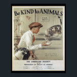 Seja gentil com os animais - Poster vintage<br><div class="desc">Sociedade Americana de Prevenção da Crueldade aos Animais. Trabalho de arte por Morgan Dennis. Você pode personalizar o design se preferir,  como por exemplo,  adicionando seu nome ou outro texto,  ou ajustando a imagem - basta clicar em 'Personalizar' para ver todas as opções.</div>