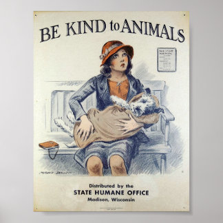 Seja gentil com os animais - Poster vintage
