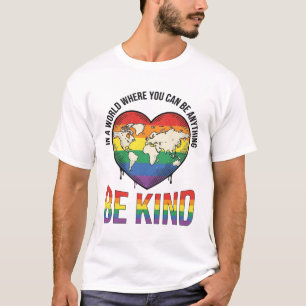 Seja Gentil Mundo Coração Arco-Íris Camiseta Vecto