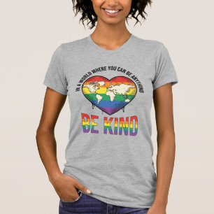 Seja Gentil Mundo Coração Arco-Íris Camiseta Vecto