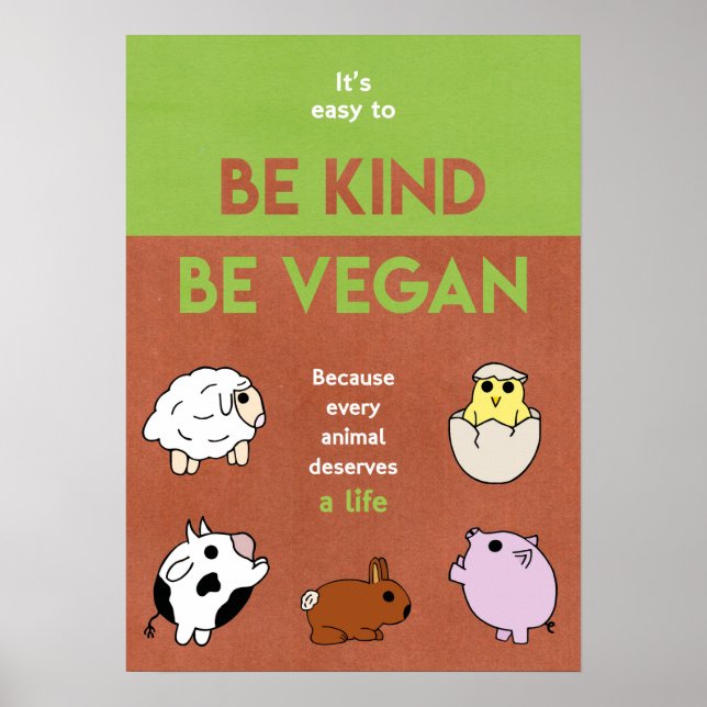 Seja gentil Seja Vegan Poster (Frente)