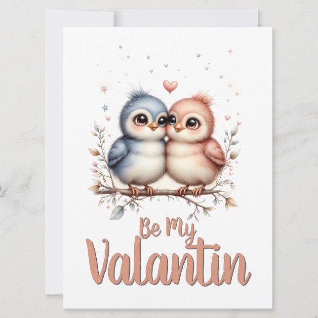 Seja Meu Valentin – Arte de Pássaros de Amor no Di (Frente)