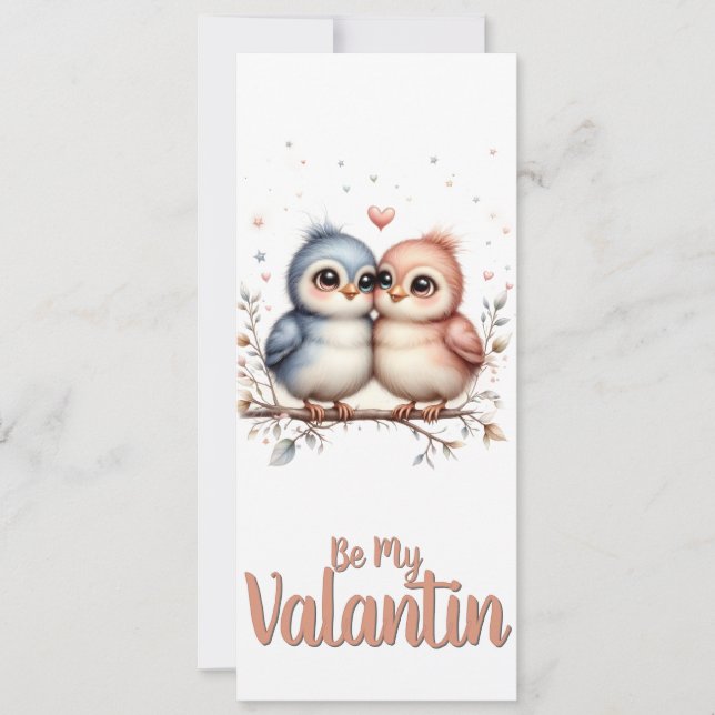 Seja Meu Valentin – Arte de Pássaros de Amor no Di (Frente)