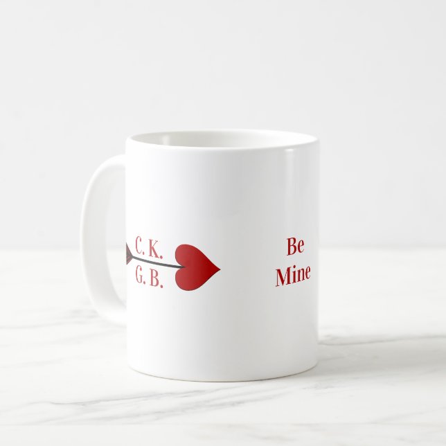 Seja Minha! Caneca de Café com Iniciais e Flecha d (Frente Esquerda)