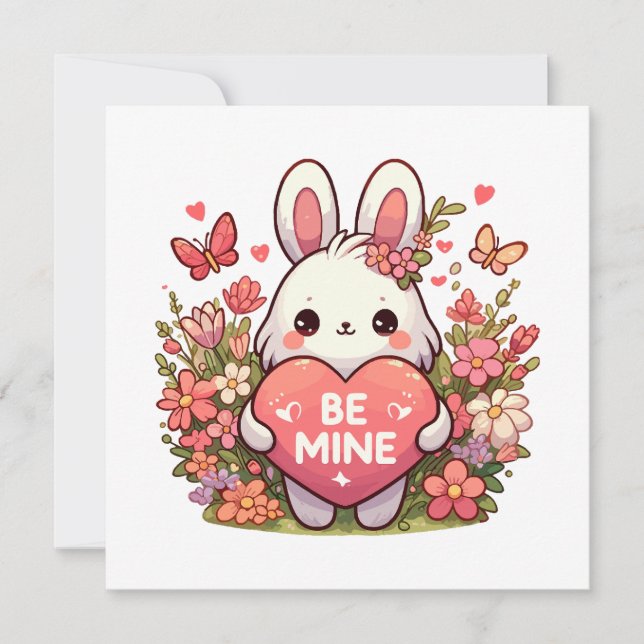 seja minha, coelho engraçado valentine amor (Frente)
