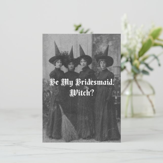Seja minha dama de honra, bruxa! Convite de propos (Em pé/Frente)