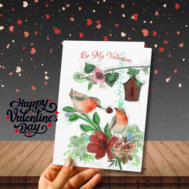 Seja o meu Namorados com o cartão de aves (Be My Valentine with birds Card)