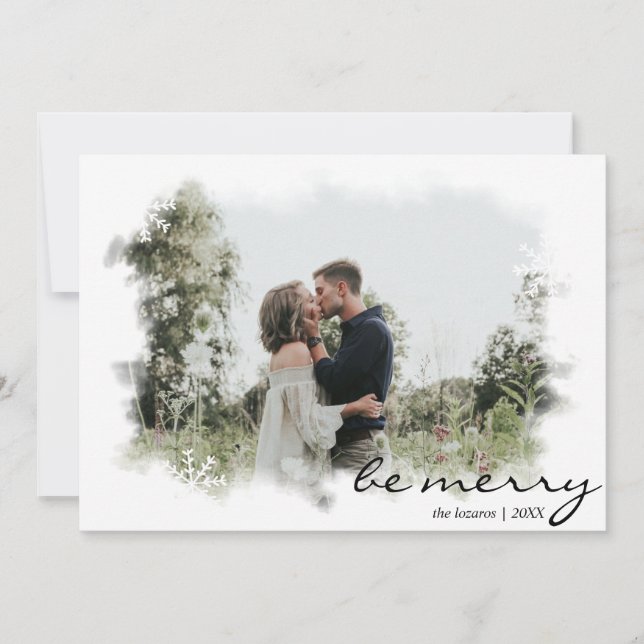 Seja um cartão de Natal de Floco de Neve Feliz (Frente)