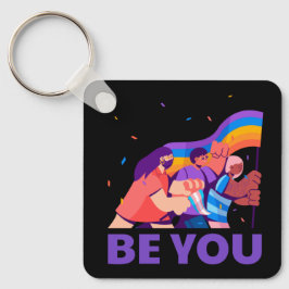 Seja você. LGBT+Orgulho. Chaveiro de bandeira arco