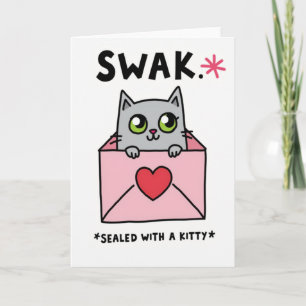 Selado Com Um Cartão de Amor de Gatinho
