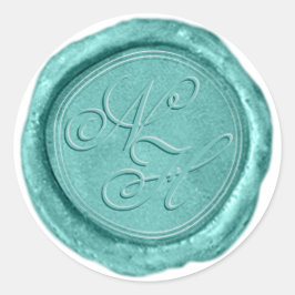 Selante de Cera Monograma Adesivo Aqua Teal Modern