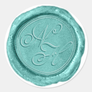 Selante de Cera Monograma Adesivo Aqua Teal Modern