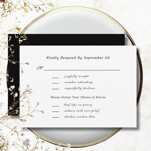 Seleção de Menu de Script Preto Branco RSVP de Cas (Criador carregado)