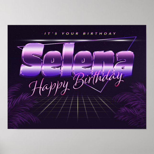 Selena Name Vorname lila retro Poster Geburtstag (Frente)
