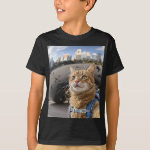 Selfie de Gato em Chicago Bean Kids Basic T-Shirt