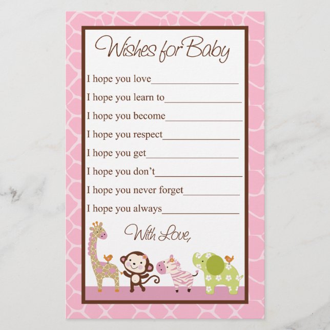 Selgle Jill/Girl Animal deseja Chá de fraldas (Frente)