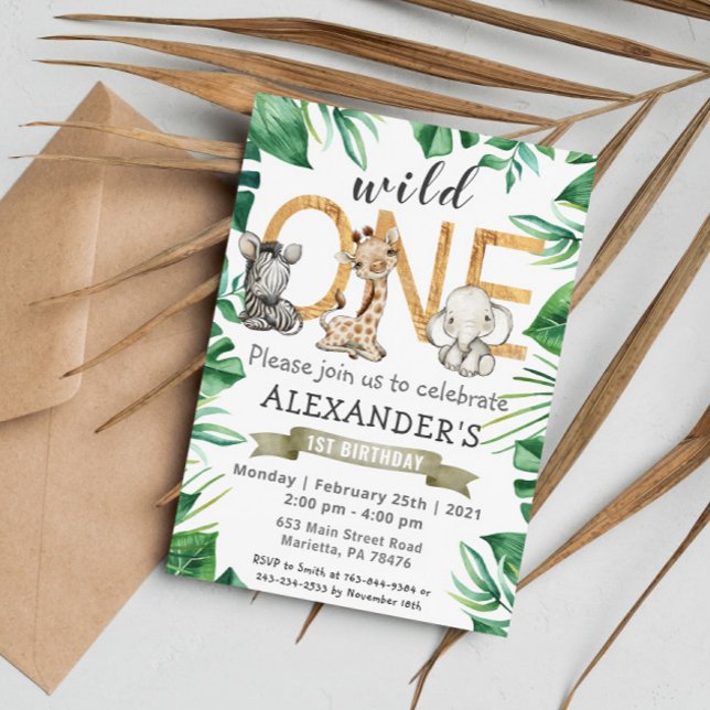 Selgle Safari Wild One Convite de aniversário (Criador carregado)