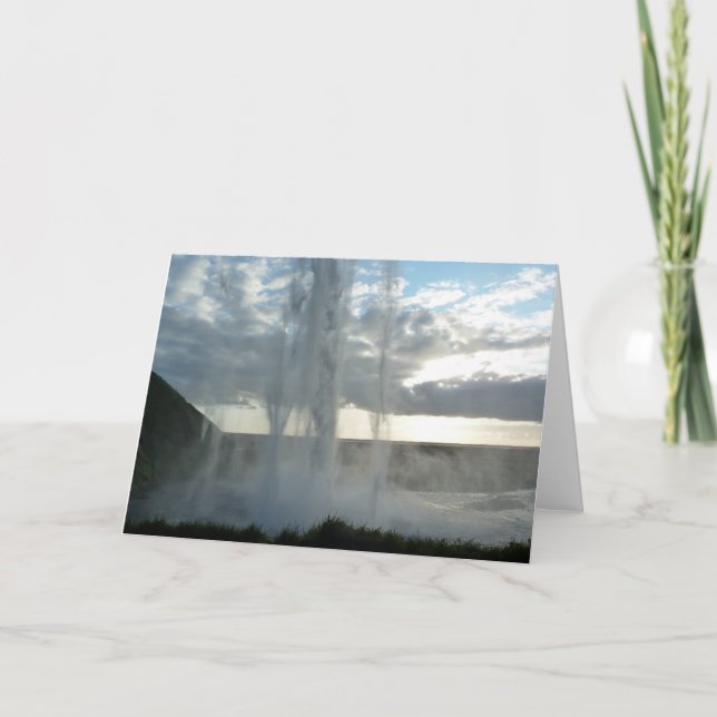 Seljalandsfoss Waterfall na Islândia cartão de sau (Frente)