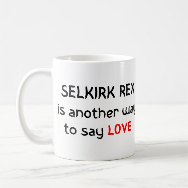selkirk rex ama caneca de café (Esquerda)