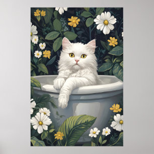 Selkirk Rex na Banheira Poster, Poster de Gato Eng