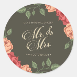 Selo de Adesivo de Casamento Floral Elegante Sr e 
