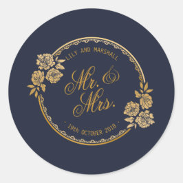 Selo de Adesivo de Casamento Personalizado em Ouro