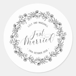 Selo de Adesivo Floral Personalizado Casamento
