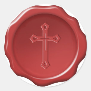 Selo de Cera Vermelha Cruz Religiosa Adesivo Embut