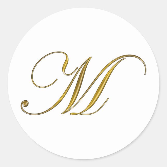 Selo de Envelope de Monograma M Dourado Adesivo Et (Frente)