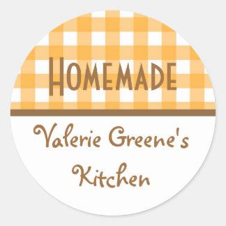 Selo de etiqueta de comida de gingham branco de ab