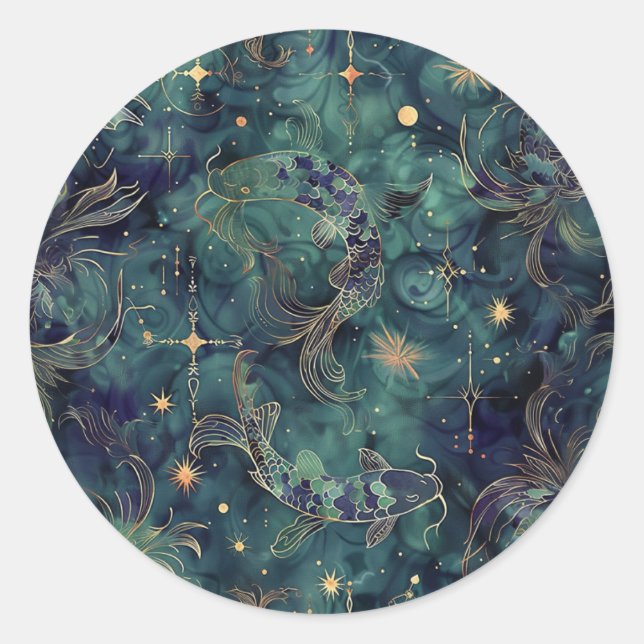 Selo do adesivo de astrologia de Peixes personaliz (Frente)