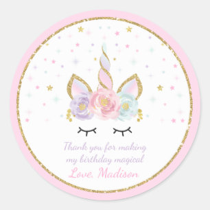 Selo do Adesivo Marca de Favor do Unicorn Pink e d