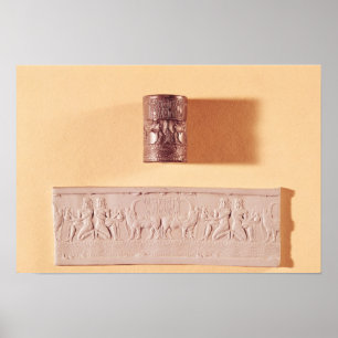 Selo e impressão do cilindro de Akkadian