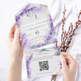Selo Elegante de Lavanda Rústica e Casamento