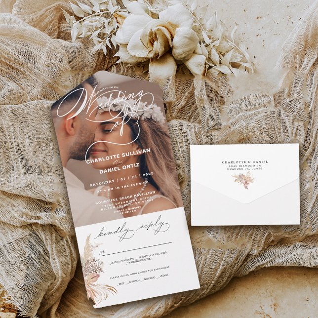 Selo Elegante e Enviar Boho | Casamento De | (Criador carregado)