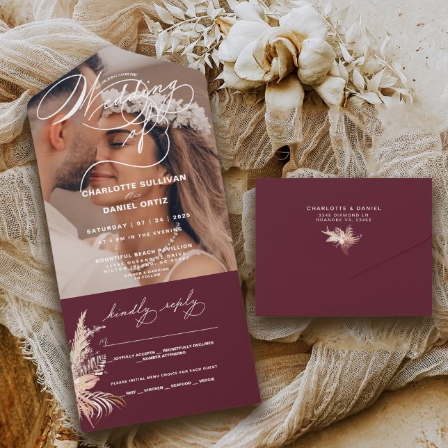Selo Elegante e Enviar Boho | Casamento De | (Criador carregado)