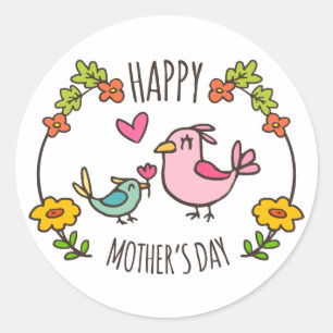 Selo feliz adorável da etiqueta do dia das mães