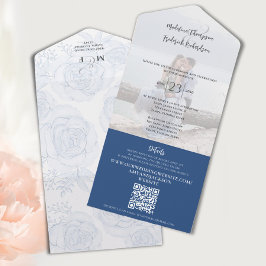 Selo Floral Azul Elegante e Casamento Enviado