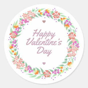Selo floral da etiqueta do feliz dia dos namorados